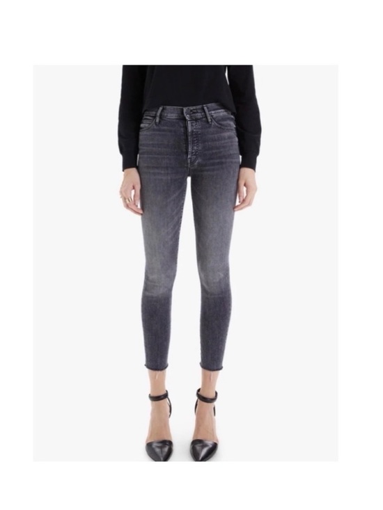 MOTHER Denim - Mother The Stunner Ankle Fray Friday the 13th Black Distressed Size 28